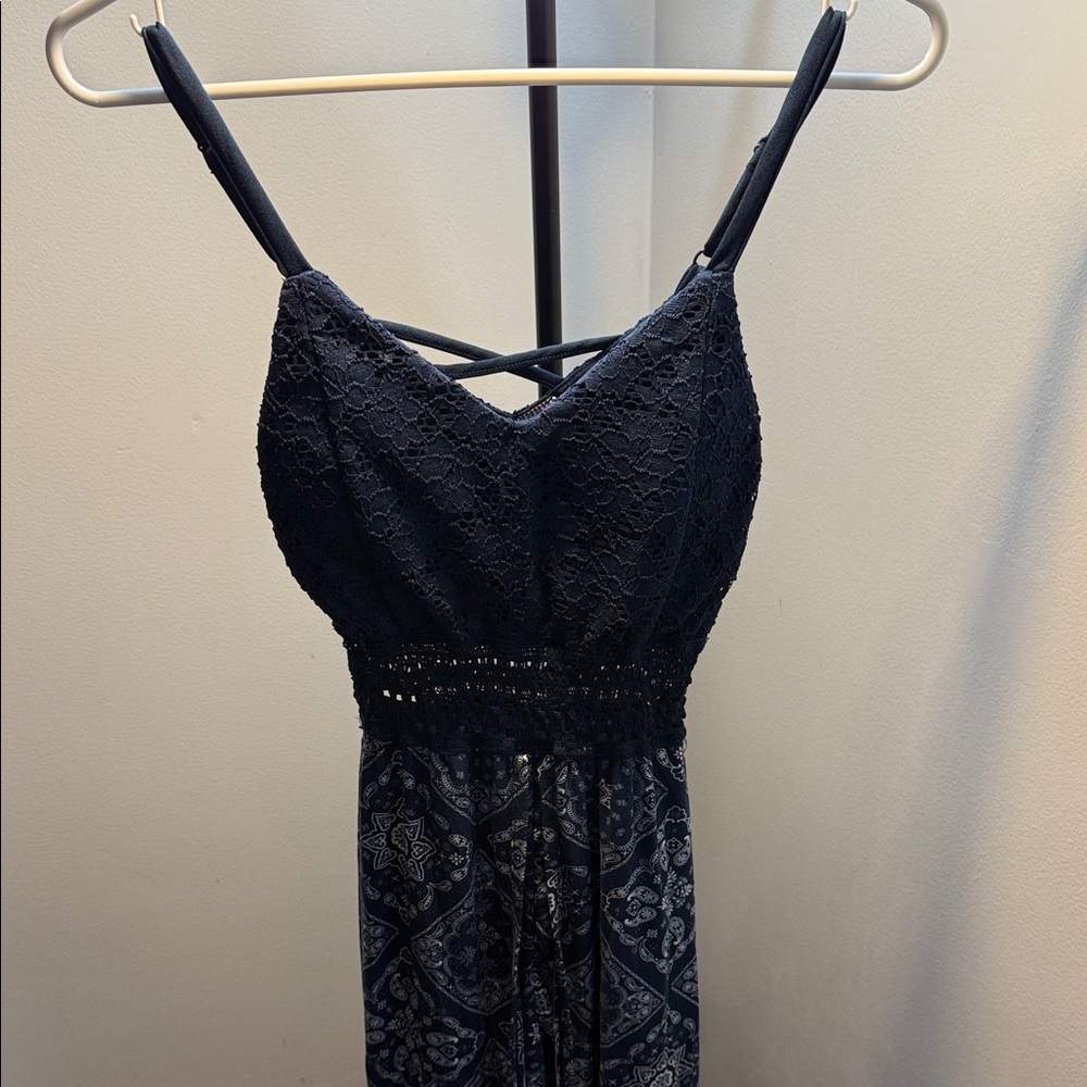 No Boundaries Black Lace and Bandana Print Spaghetti Strap Dress